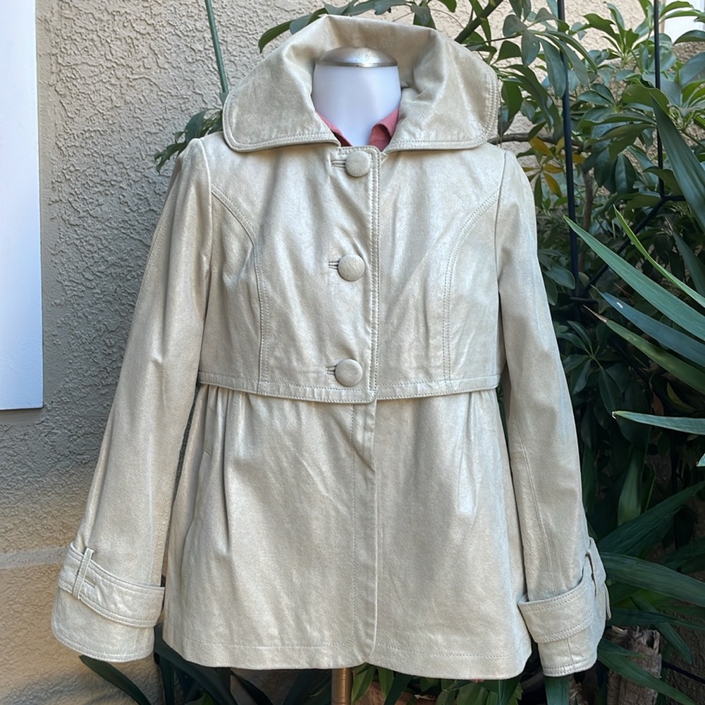Vintage metallic cream Bernardo leather jacket
